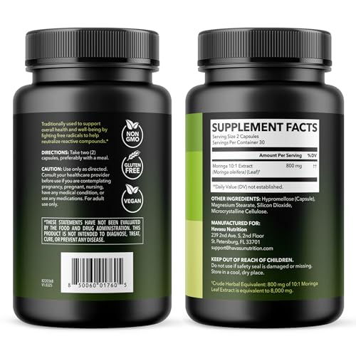 HAVASU NUTRITION Moringa: cápsulas para estilo de vida activo