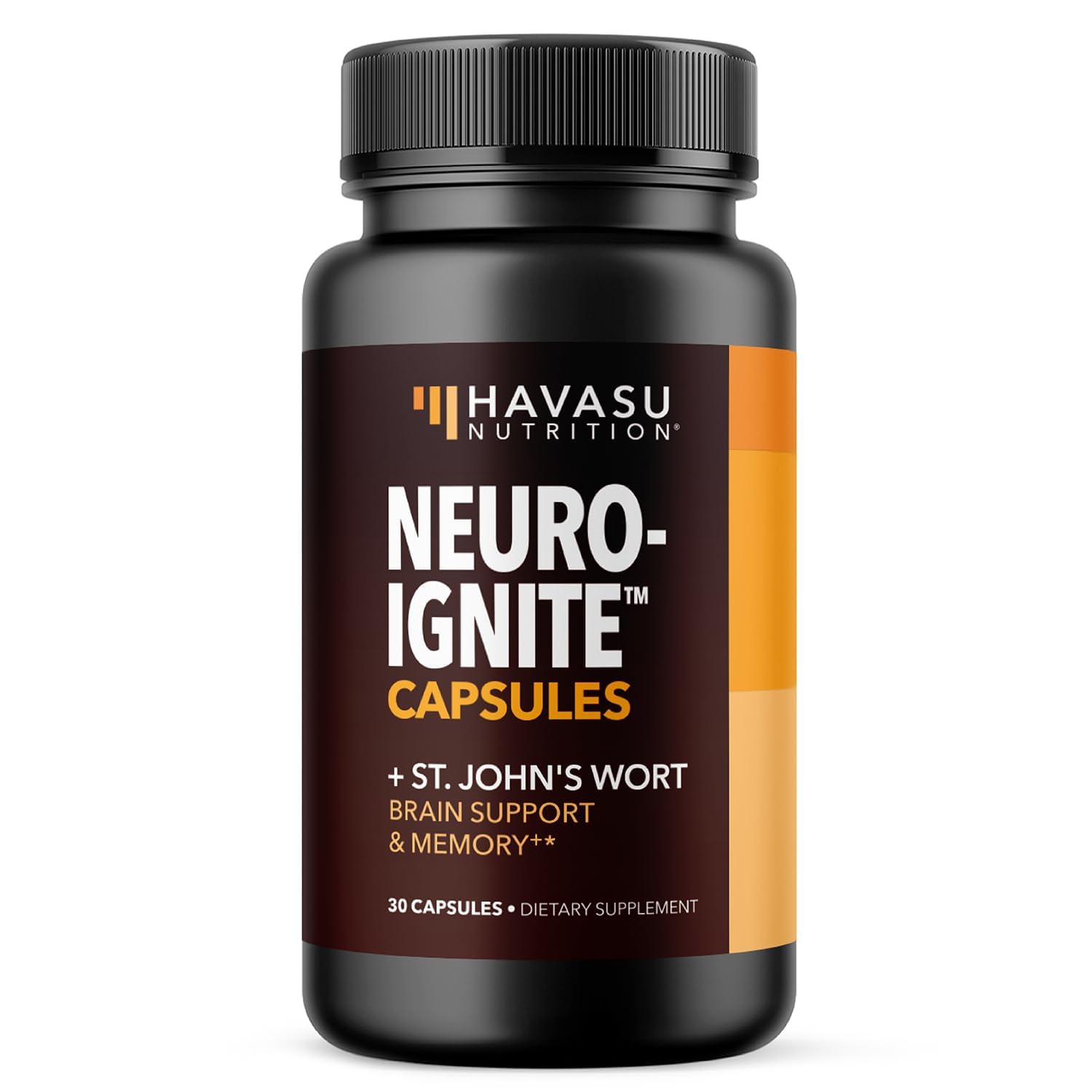 NeuroIGNITE de HAVASU NUTRITION, frasco de cápsulas para enfoque sostenido.