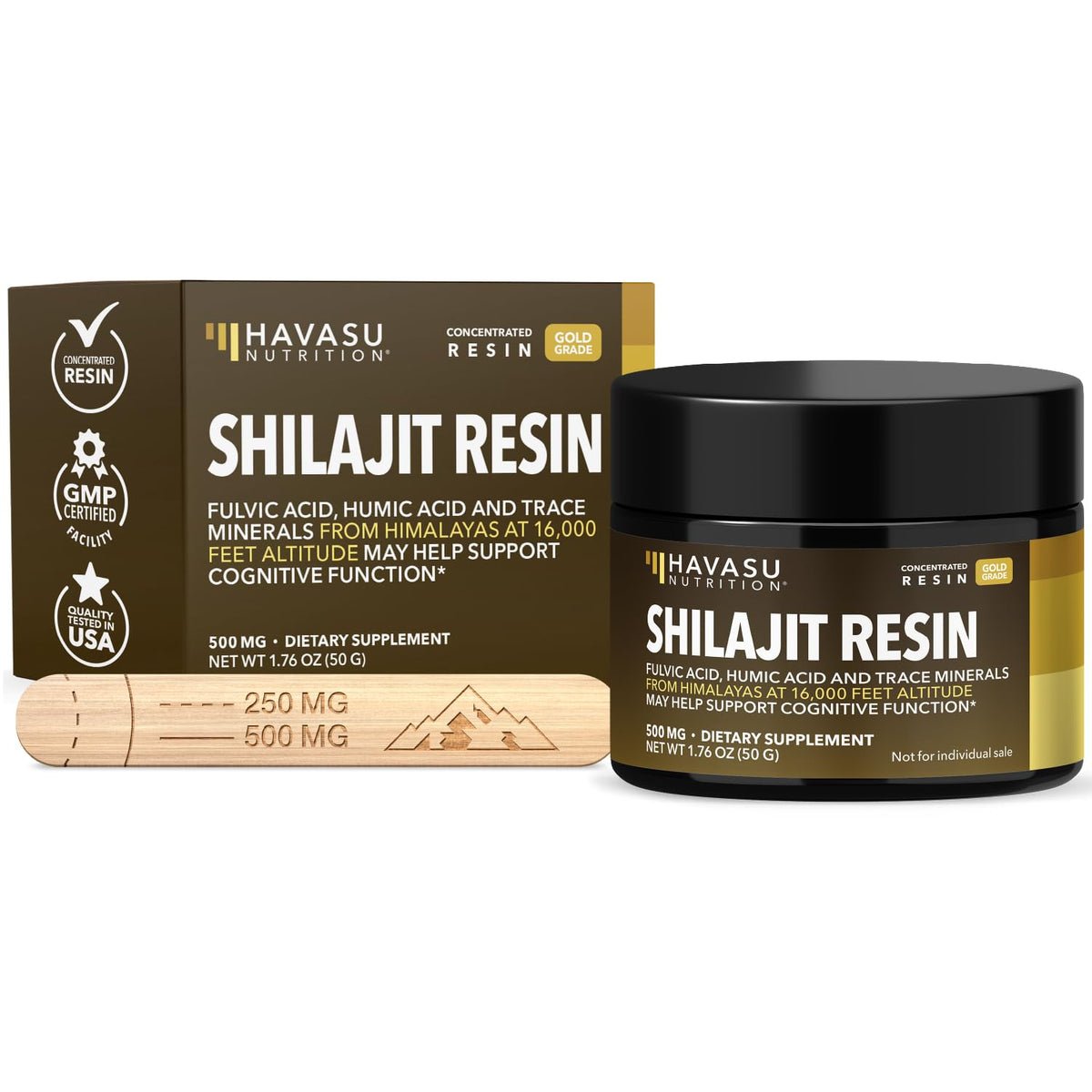 Resina Shilajit HAVASU NUTRITION desde Himalaya para vitalidad diaria.