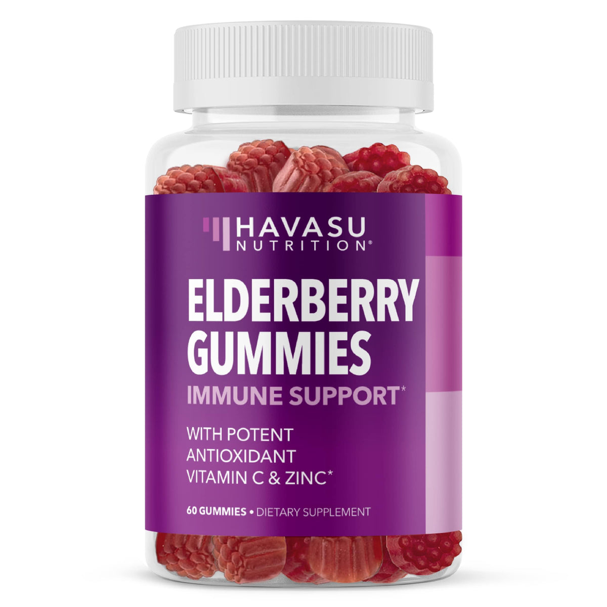 HAVASU NUTRITION Sambucus Gummies, sabor frambuesa, botella para apoyo diario