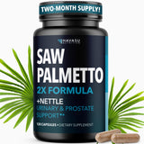 HAVASU NUTRITION Saw Palmetto Ortiga cápsulas, bote frontal, ideal para uso diario.