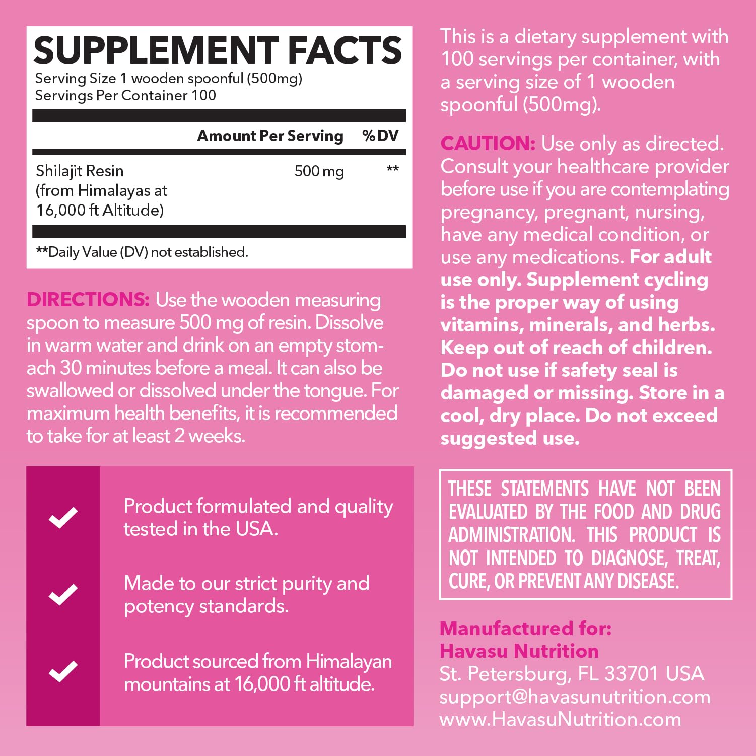 HAVASU NUTRITION Shilajit: enfoque en energía cognitiva para claridad diaria
