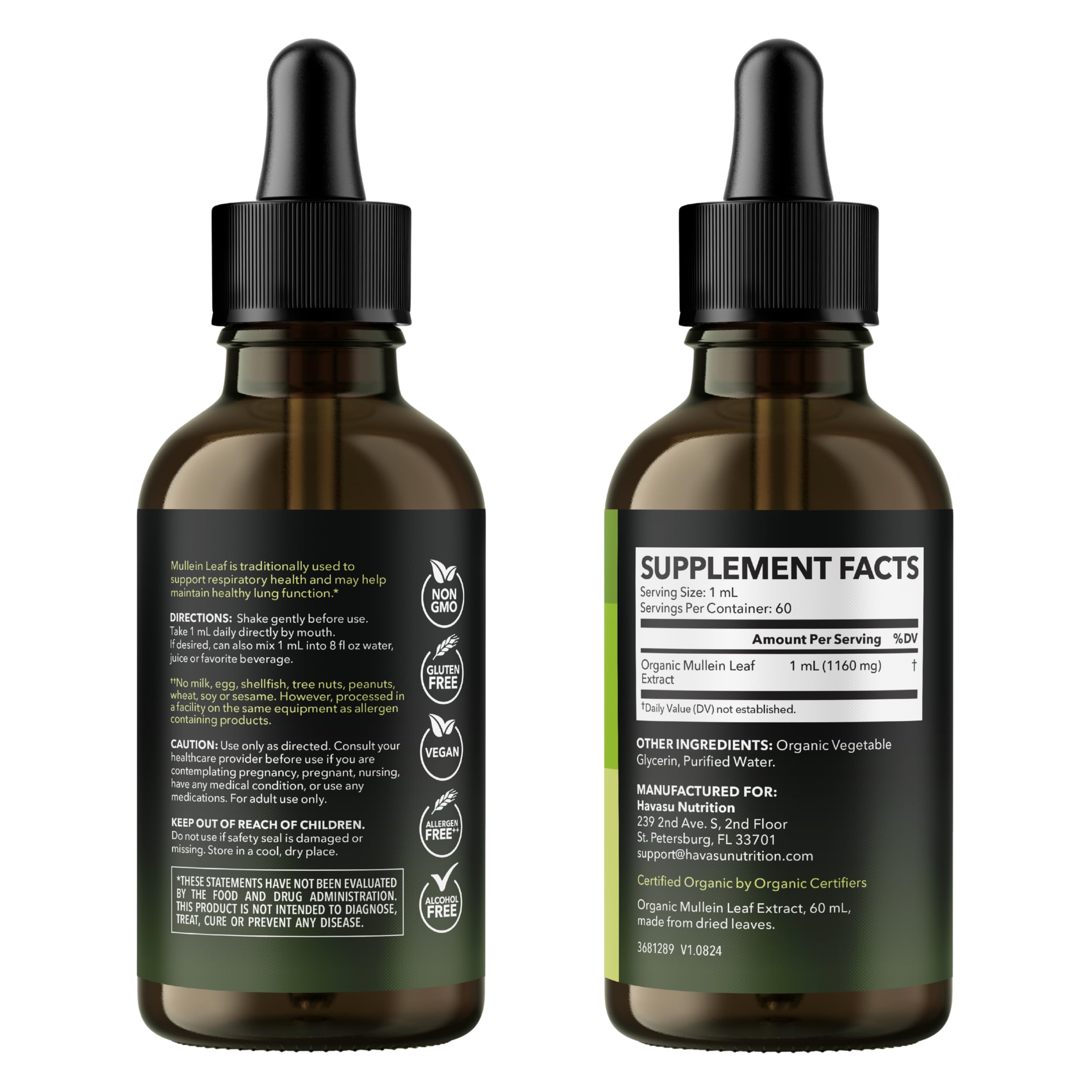 Tintura herbal HAVASU para apoyo respiratorio suave.