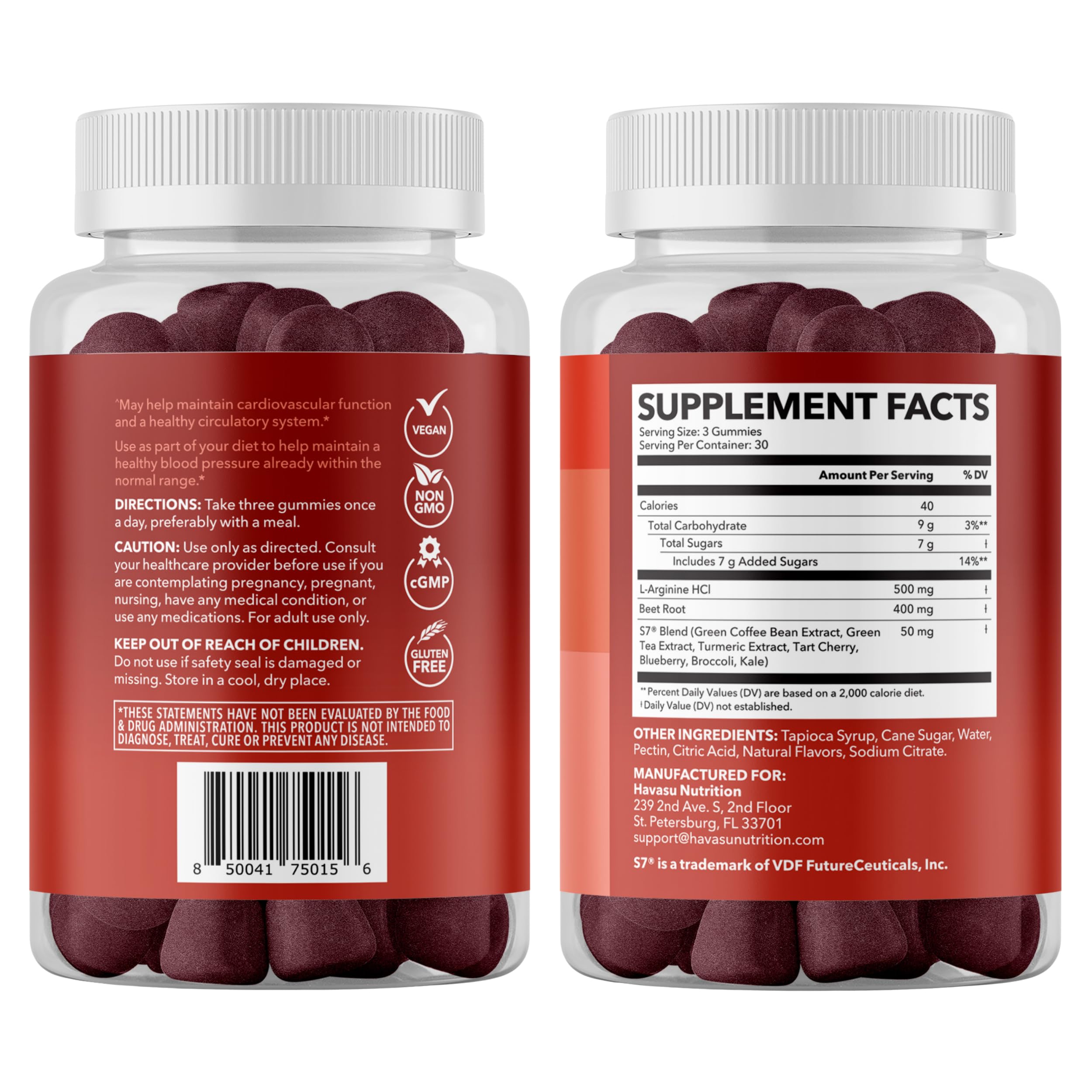 Primer plano de gominolas HAVASU NUTRITION para actividad física sostenida.