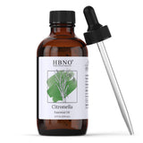 HBNO citronela, botella ámbar con gotero, ideal para aromaterapia y ambientación.