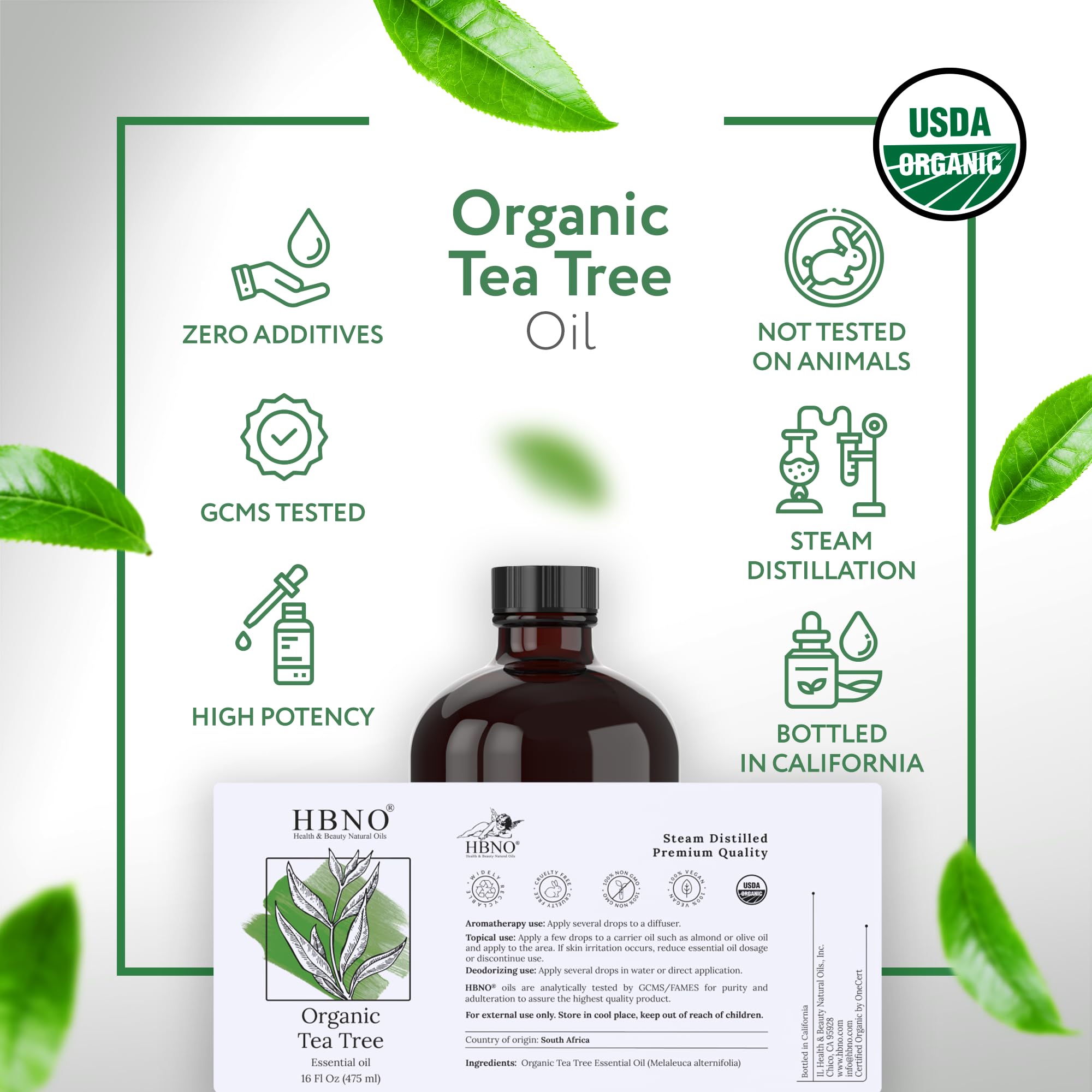 HBNO aceite de árbol de té listo para limpiadores naturales en casa