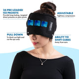 Headache Hat Halo bolsas de hielo internas que se mantienen frías.
