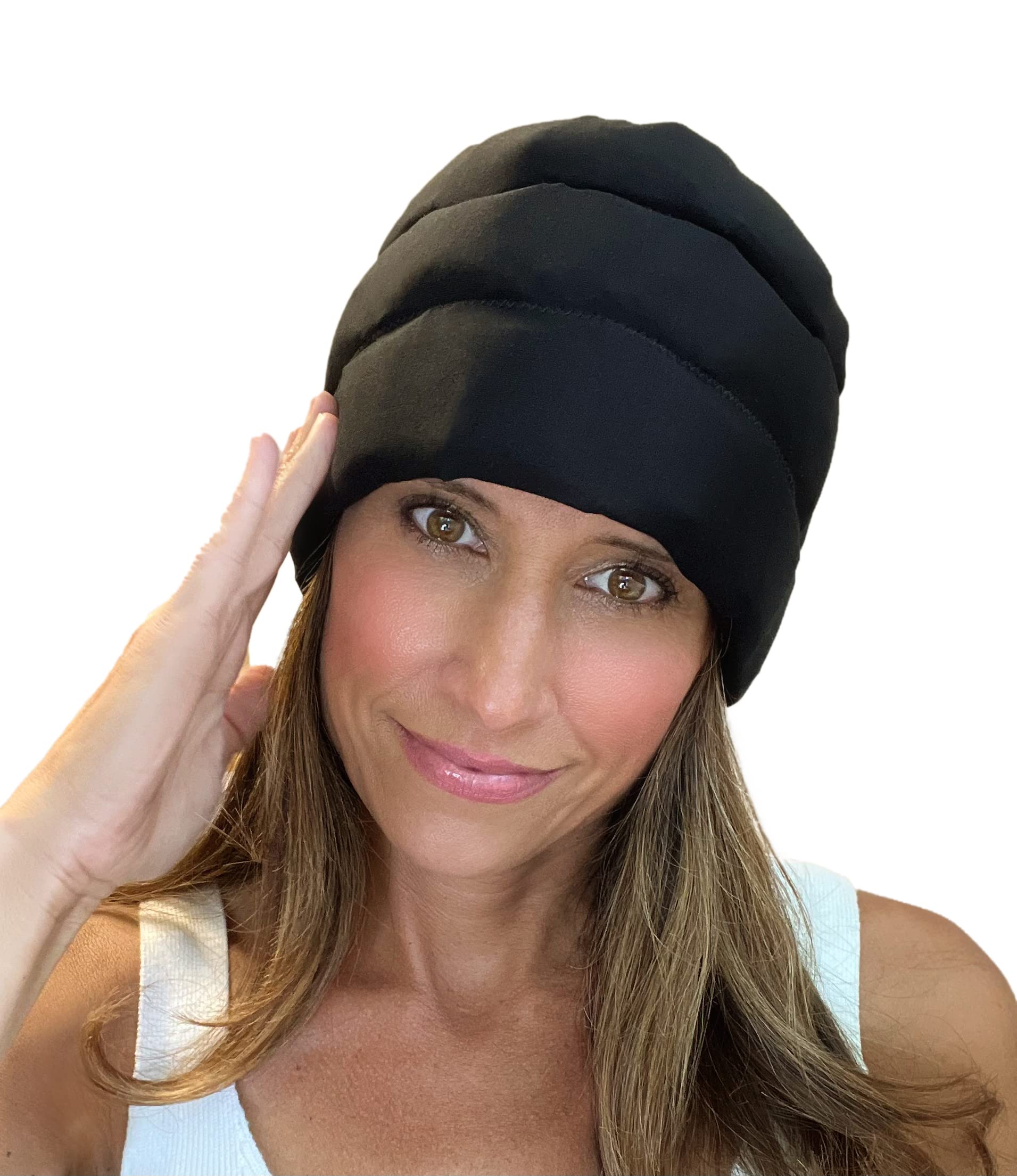 Headache Hat Halo capa fría externa para alivio sostenido durante migrañas.