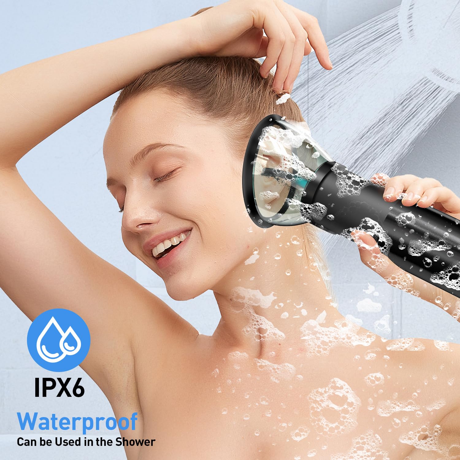 HeaDot IPX6-resistencia: uso seguro en la ducha.