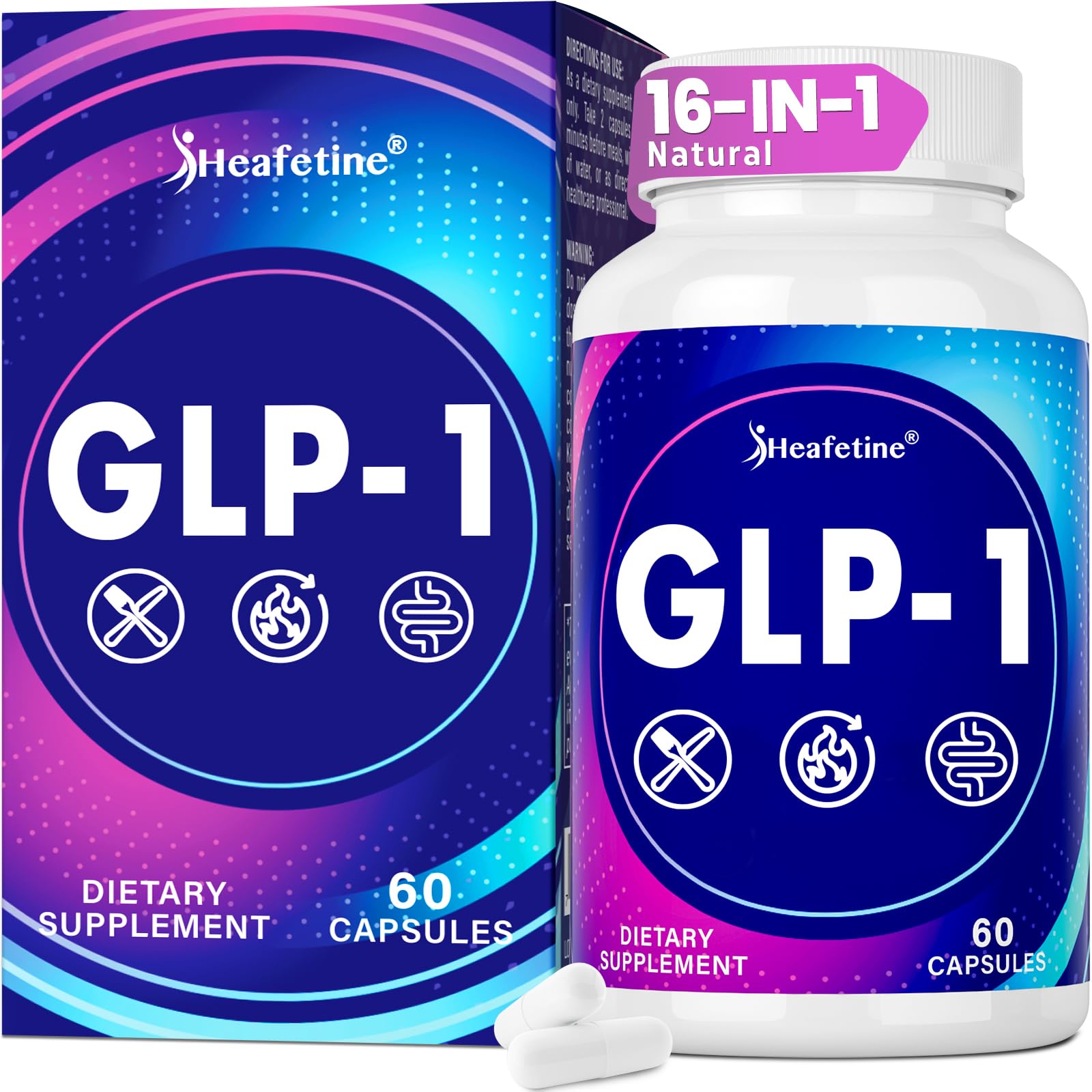 Cápsulas Heafetine GLP-1 para apoyar hábitos saludables y digestión diaria.