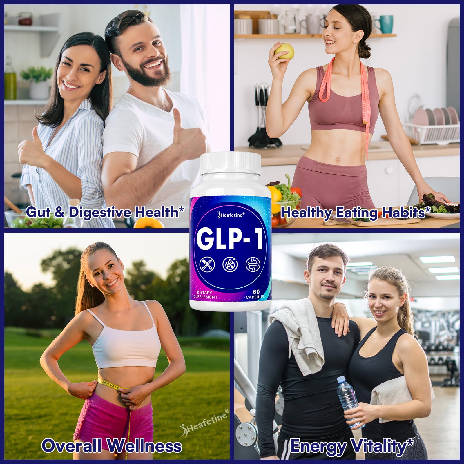 Envase detallado de Heafetine GLP-1 con diseño práctico.