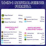 Ingredientes clave de Heafetine GLP-1 con probióticos y extractos naturales.