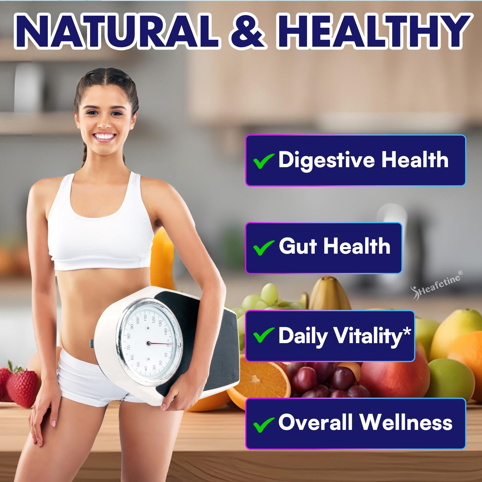 Probiotico e ingredientes de apoyo en Heafetine GLP-1 para bienestar digestivo.