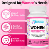 Heafetine Probiotico Femenino, arándanos y cúrcuma como componentes naturales.
