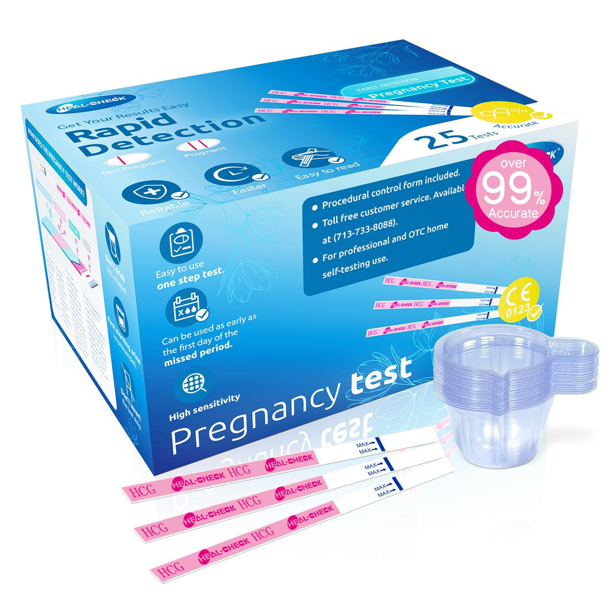 HEAL-CHECK prueba de embarazo con taza para resultados claros y fáciles de usar