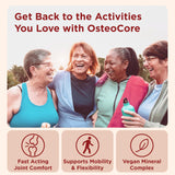 OsteoCore con vitamina D3 y K2 para soporte óseo diario.
