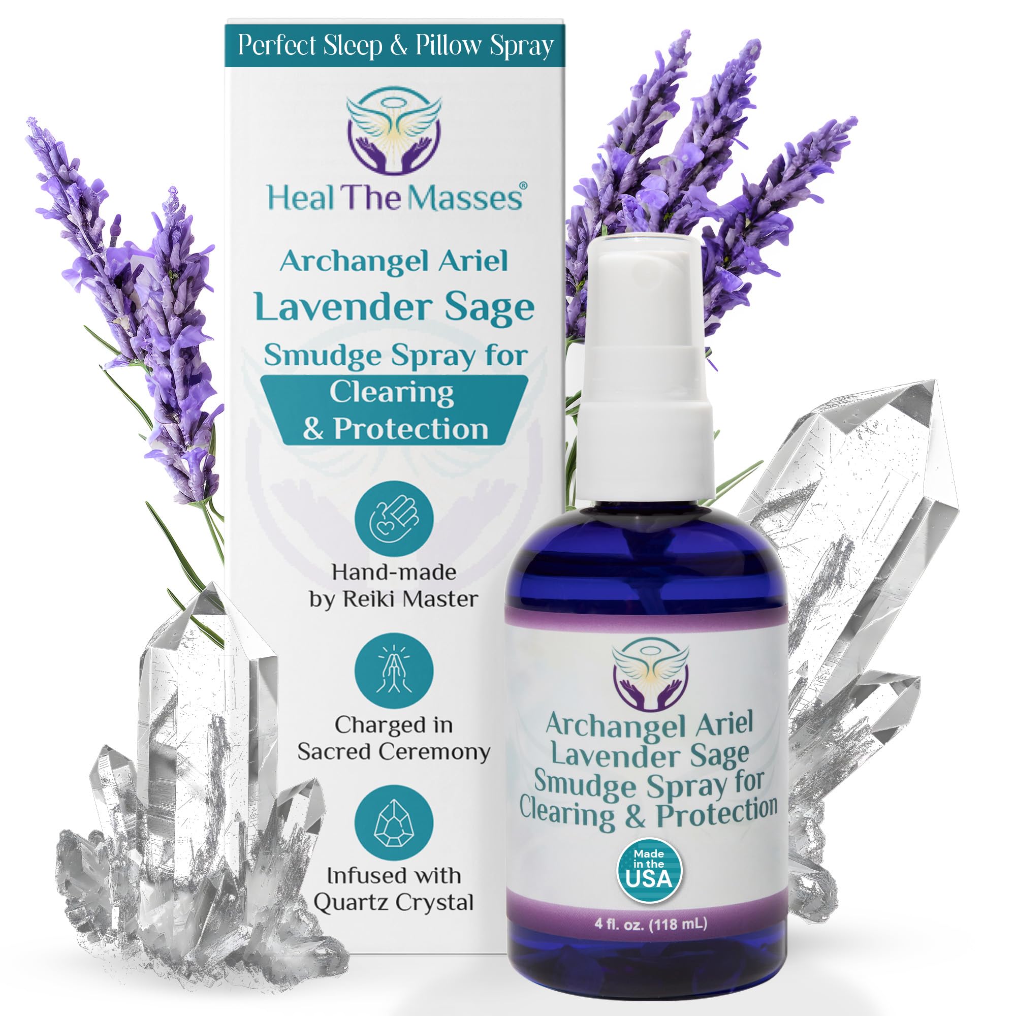 Heal The Masses frasco Lavanda-Salvia Arcángel Ariel limpieza energética