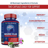Healblend Neuro Plus: cápsulas para concentración sostenida.