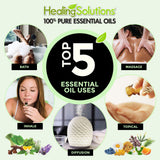 Etiqueta y empaque de Healing Solutions cúrcuma, alta calidad y pureza.