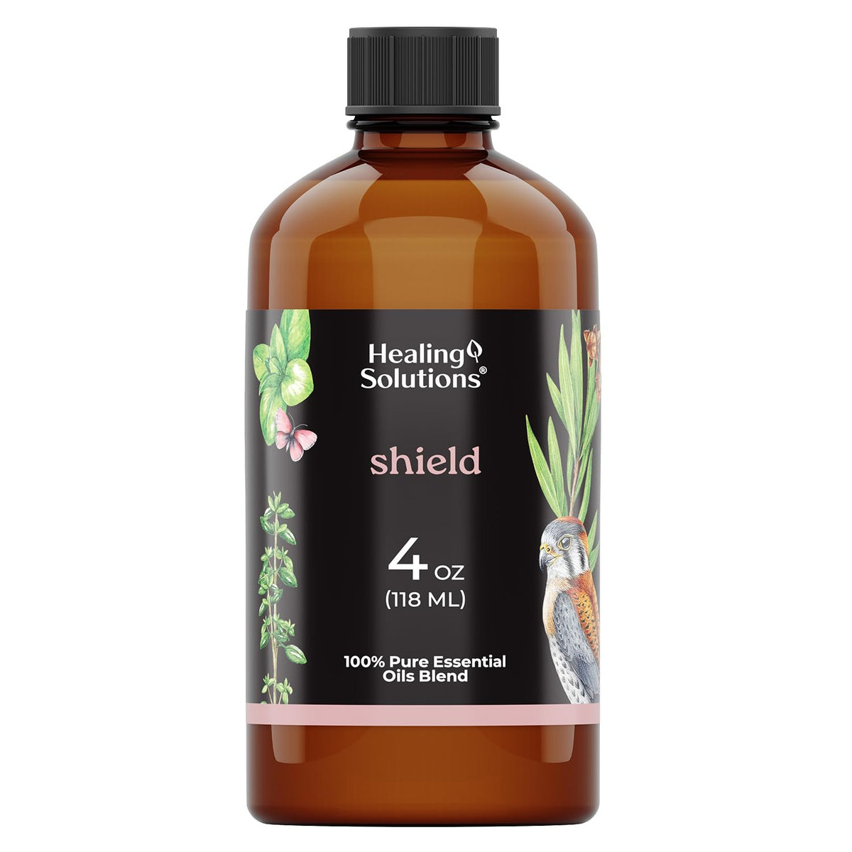 Healing Solutions Shield Blend: botella de aceite esencial lista para difusor aromático.