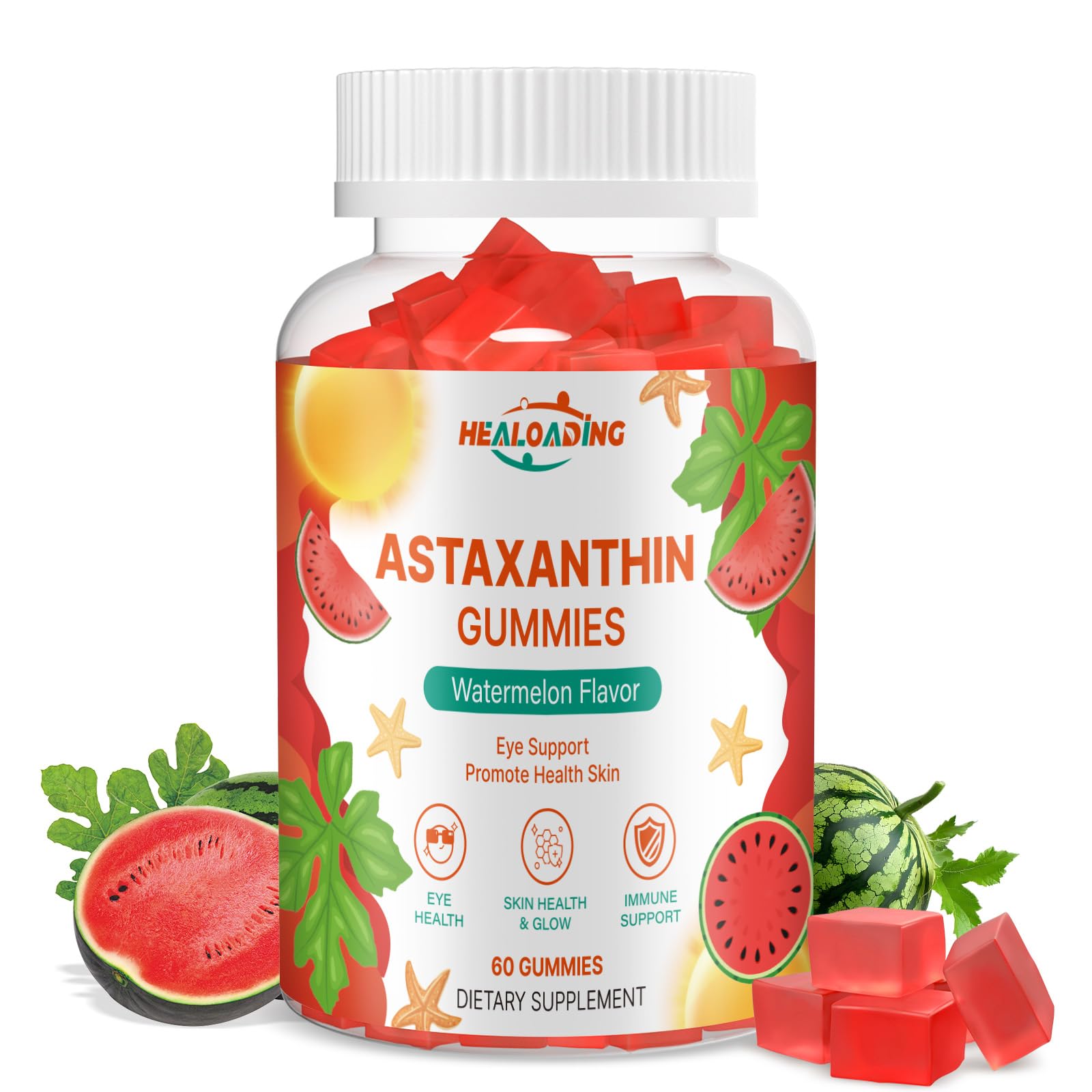 HEALOADING Astaxanthin gominolas envase: conveniente para consumo diario.