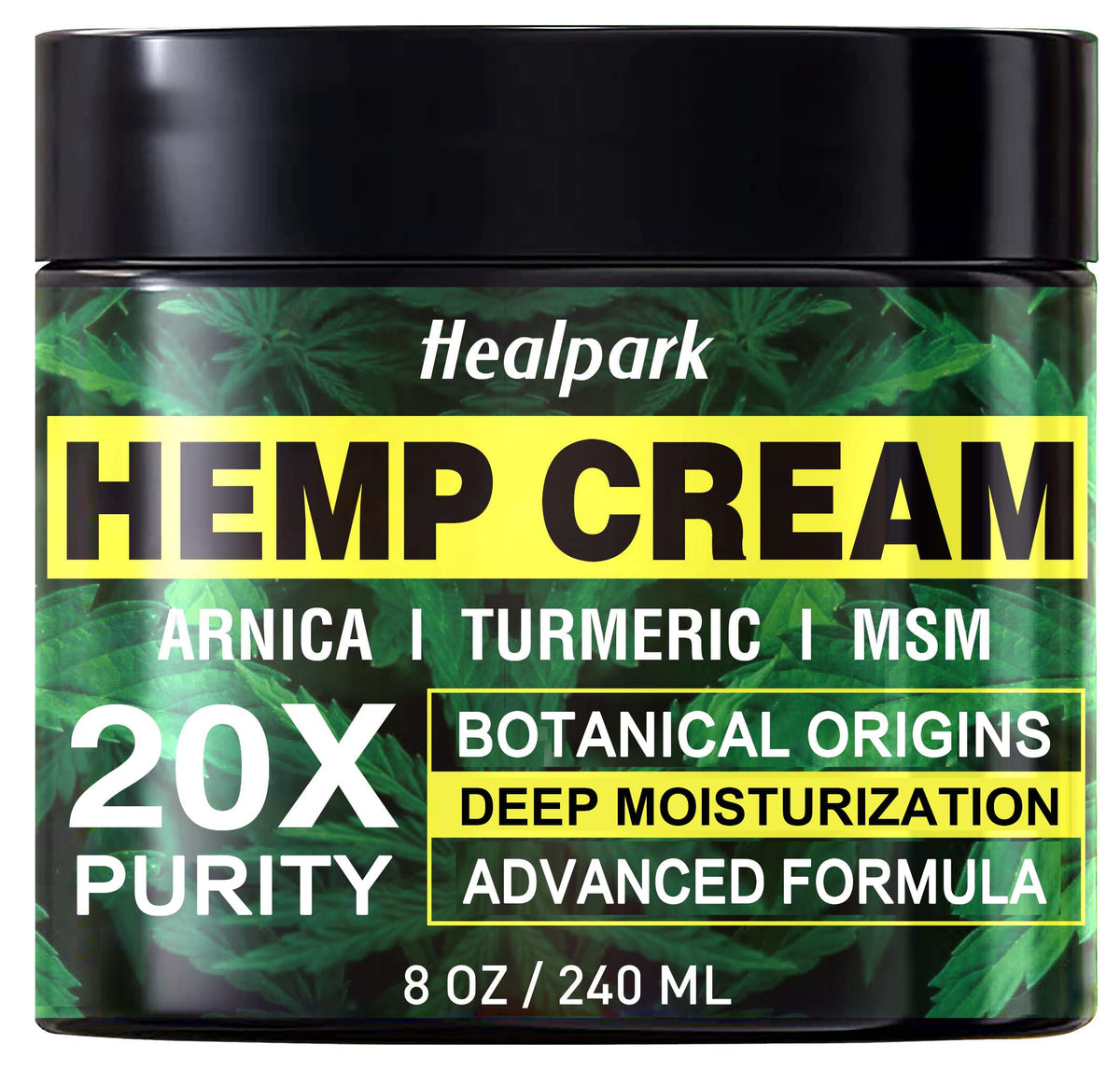 Healpark crema de cáñamo con árnica, textura cremosa para uso diario.
