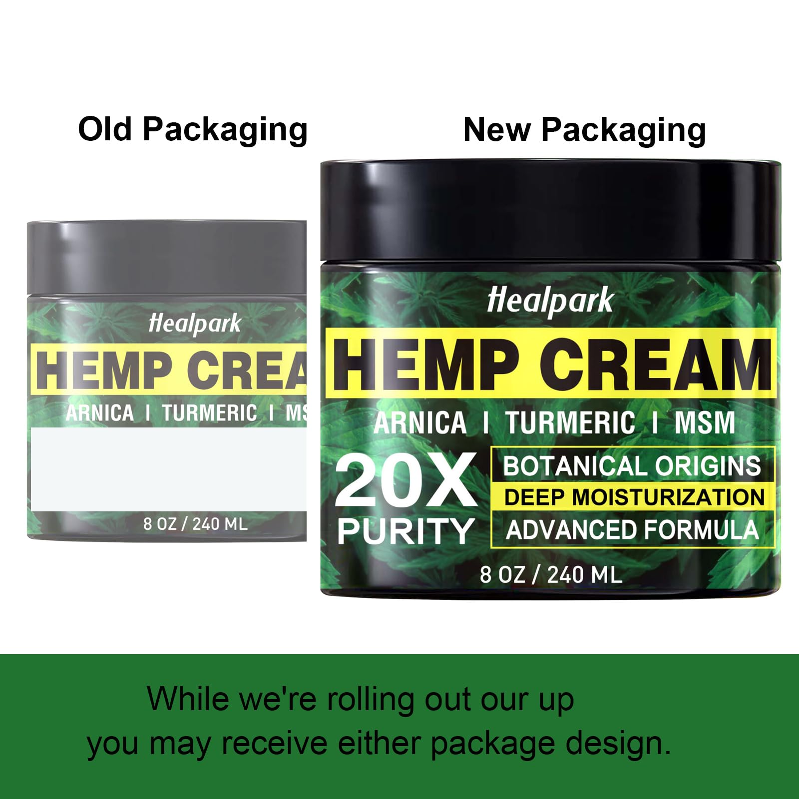 Healpark crema de cáñamo en envase de 8 onzas para uso prolongado.