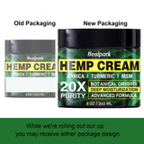 Healpark crema de cáñamo en envase de 8 onzas para uso prolongado.