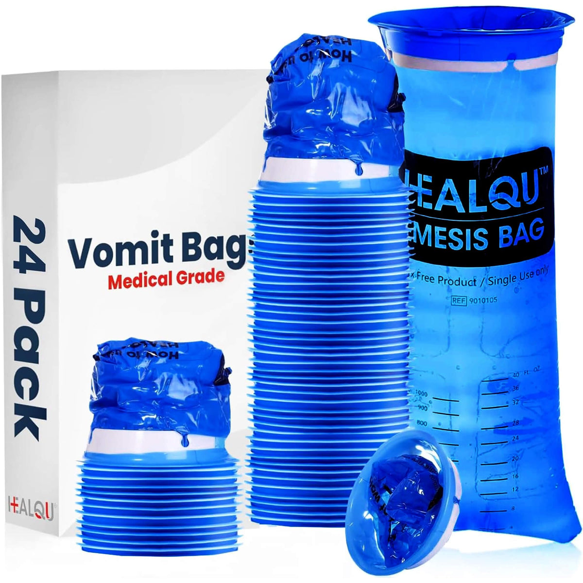 Healqu bolsas de vómito hospitalarias, capacidad de 1000 ml, para uso cómodo durante viajes