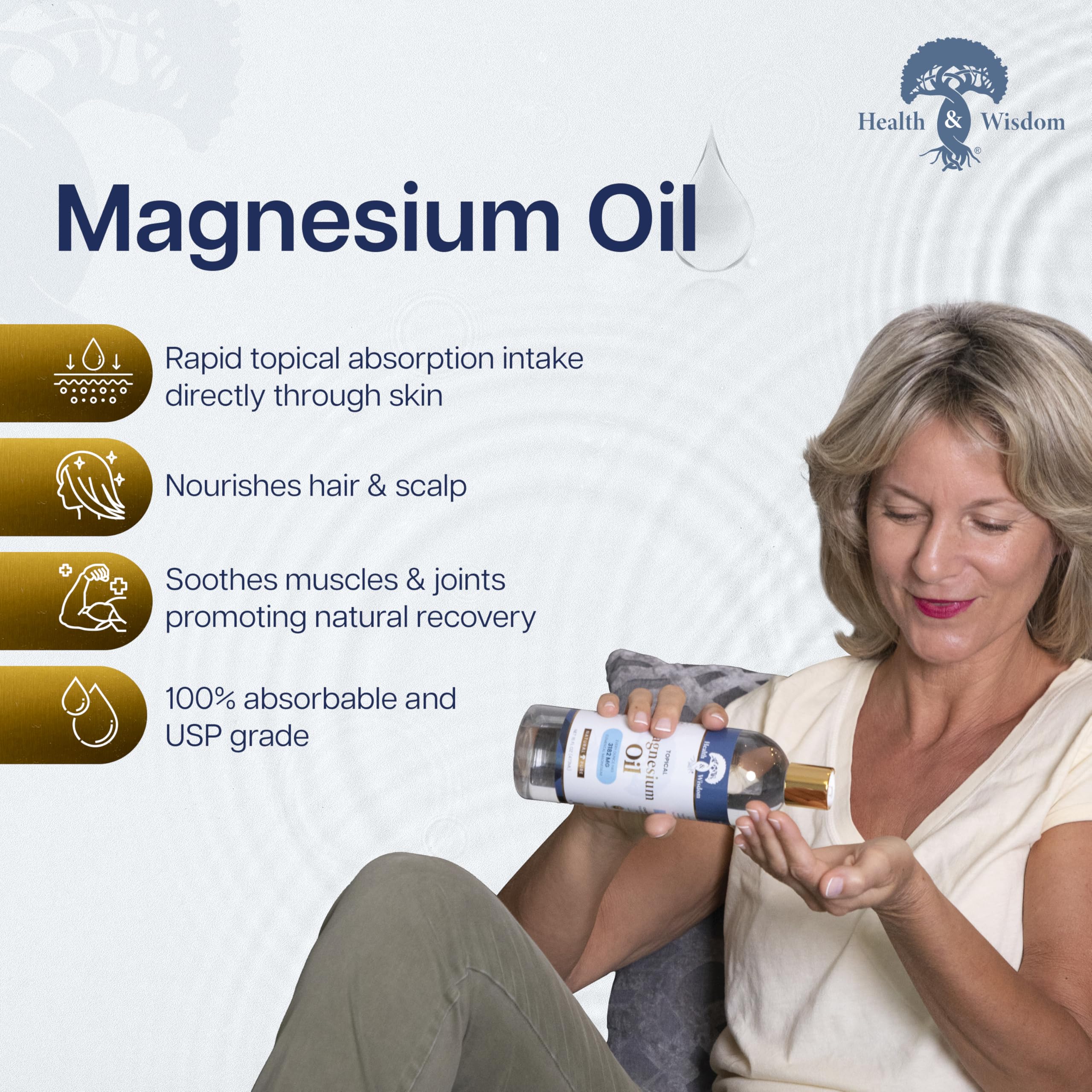 Health and Wisdom Magnesio para masaje muscular tras entrenamiento