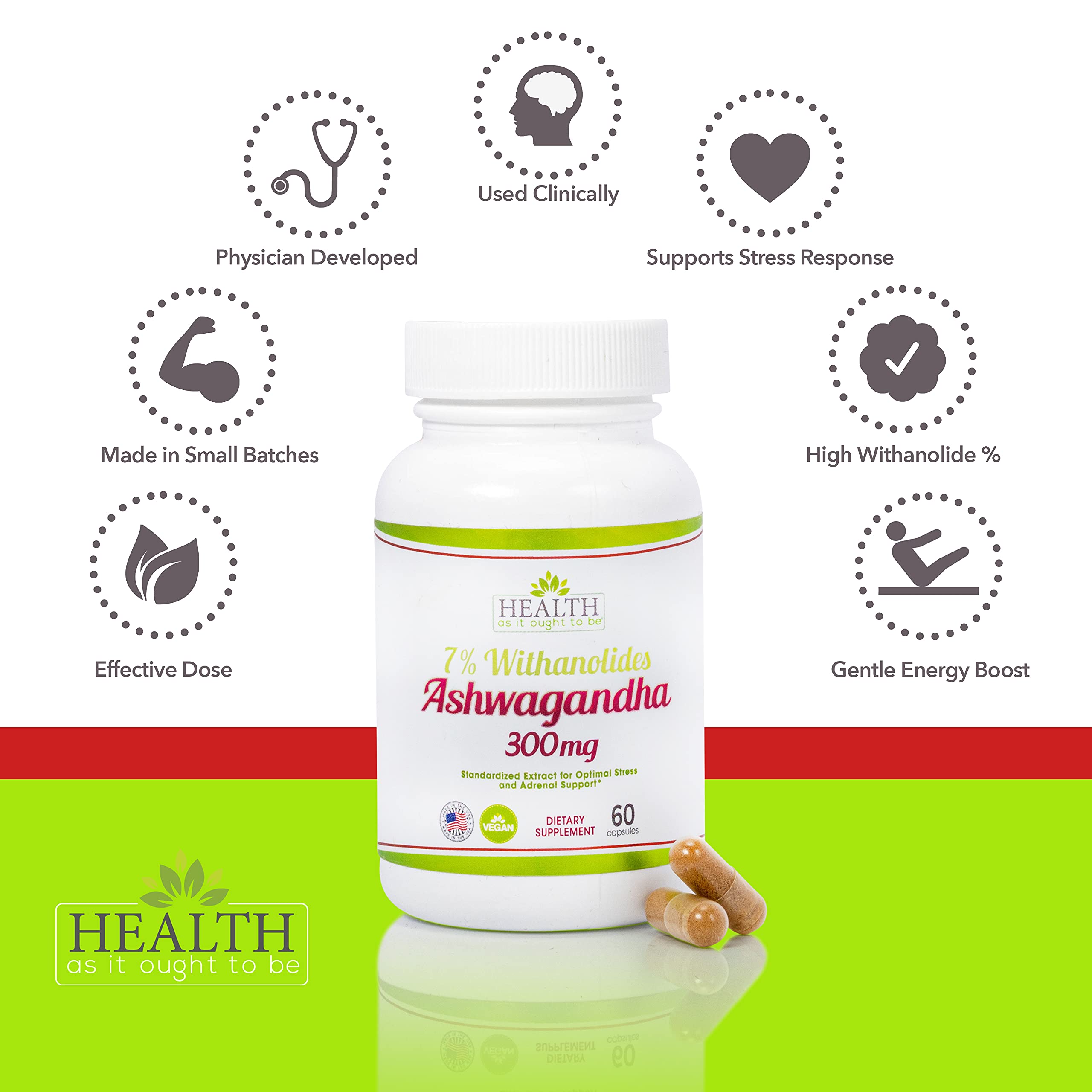 Health As It Ought To Be: empaque limpio que transmite pureza y control de calidad.