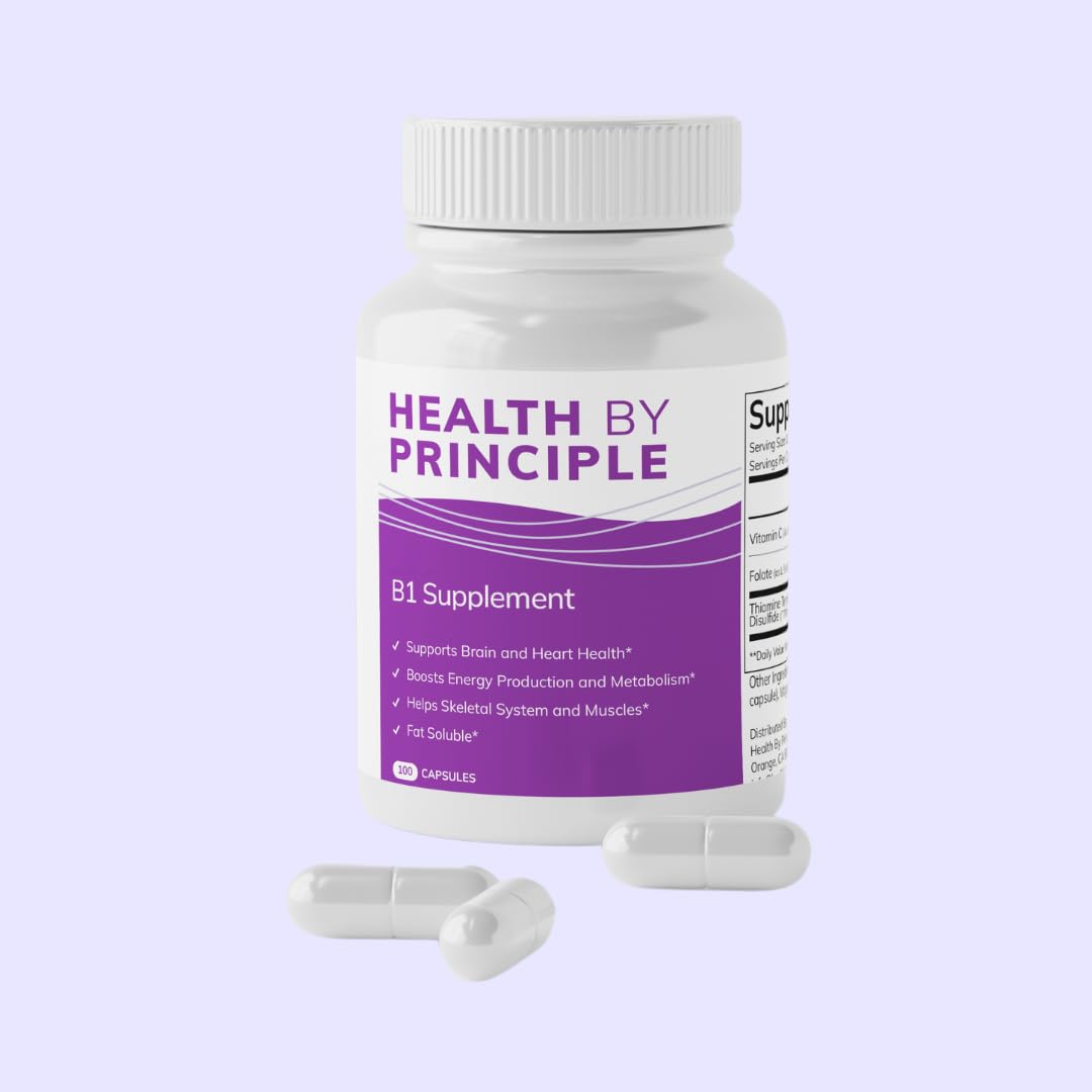 HEALTH BY PRINCIPLE B1, botella, potencia energía y claridad mental.