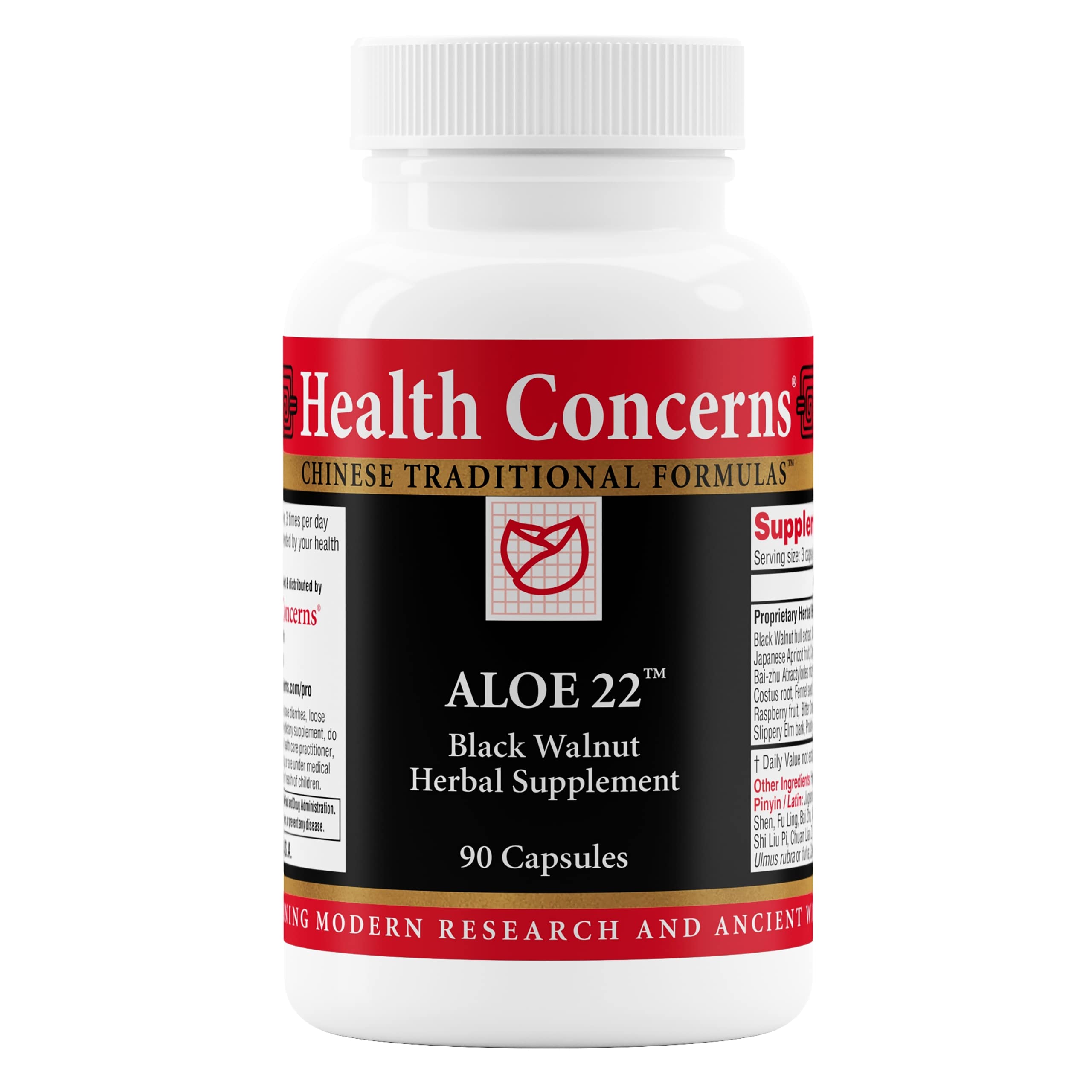 Health Concerns Aloe 22 – botella frontal, apoyo digestivo diario y suave.