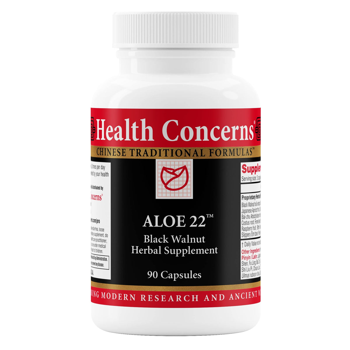 Health Concerns Aloe 22 – botella frontal, apoyo digestivo diario y suave.