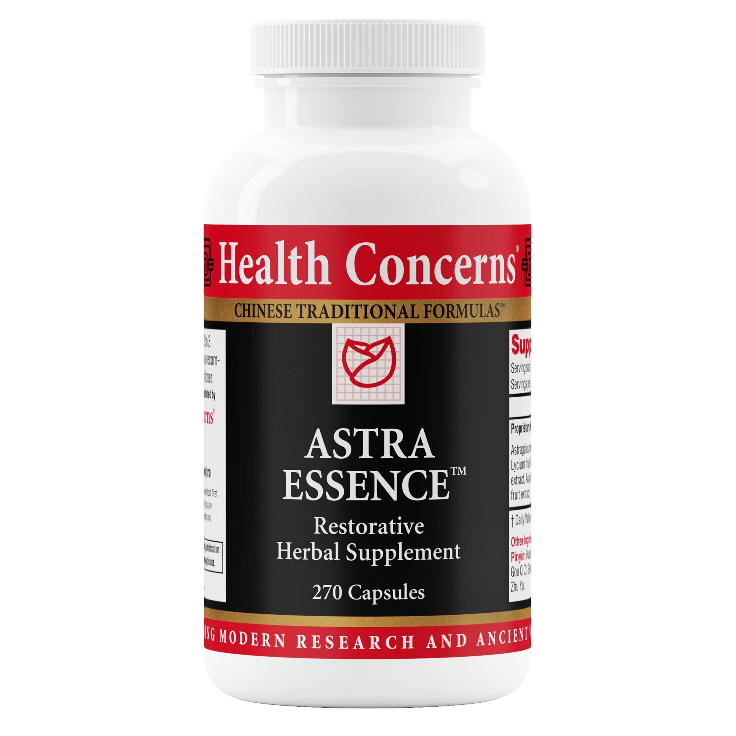 Health Concerns Astra Essence: botella de cápsulas para apoyo a la vitalidad diaria.