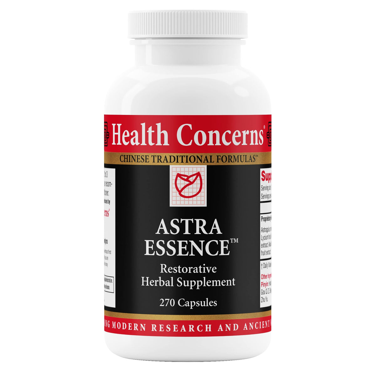 Health Concerns Astra Essence: botella de cápsulas para apoyo a la vitalidad diaria.