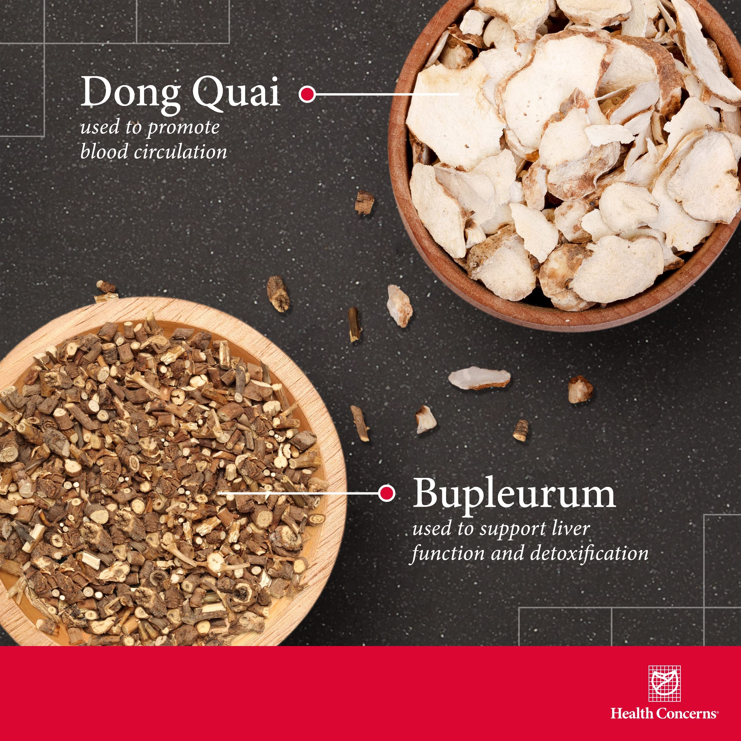 Health Concerns Bupleurum Qi Enredado, etiqueta, ingredientes tradicionales para bienestar reproductivo