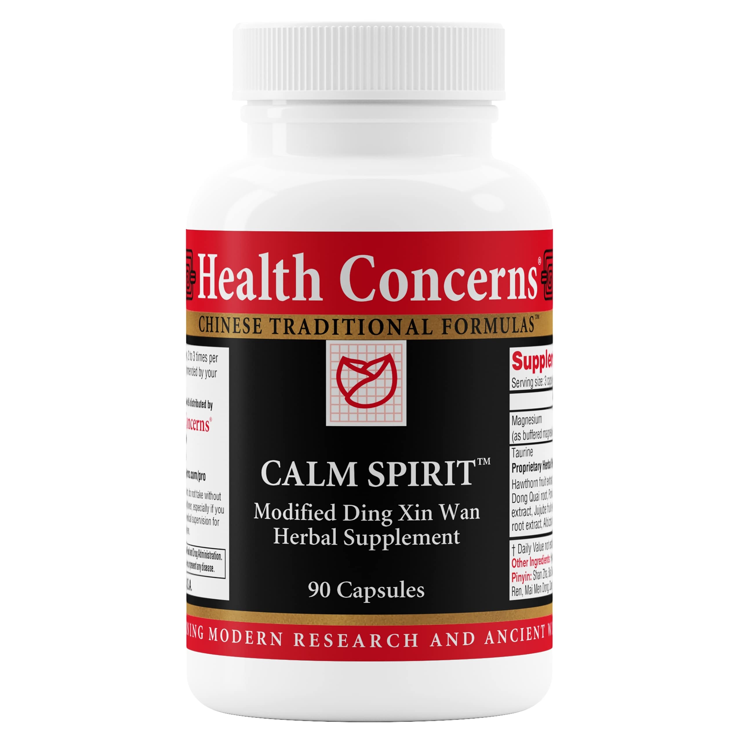 Health Concerns Calm Spirit: vista frontal de la botella para relajación diaria