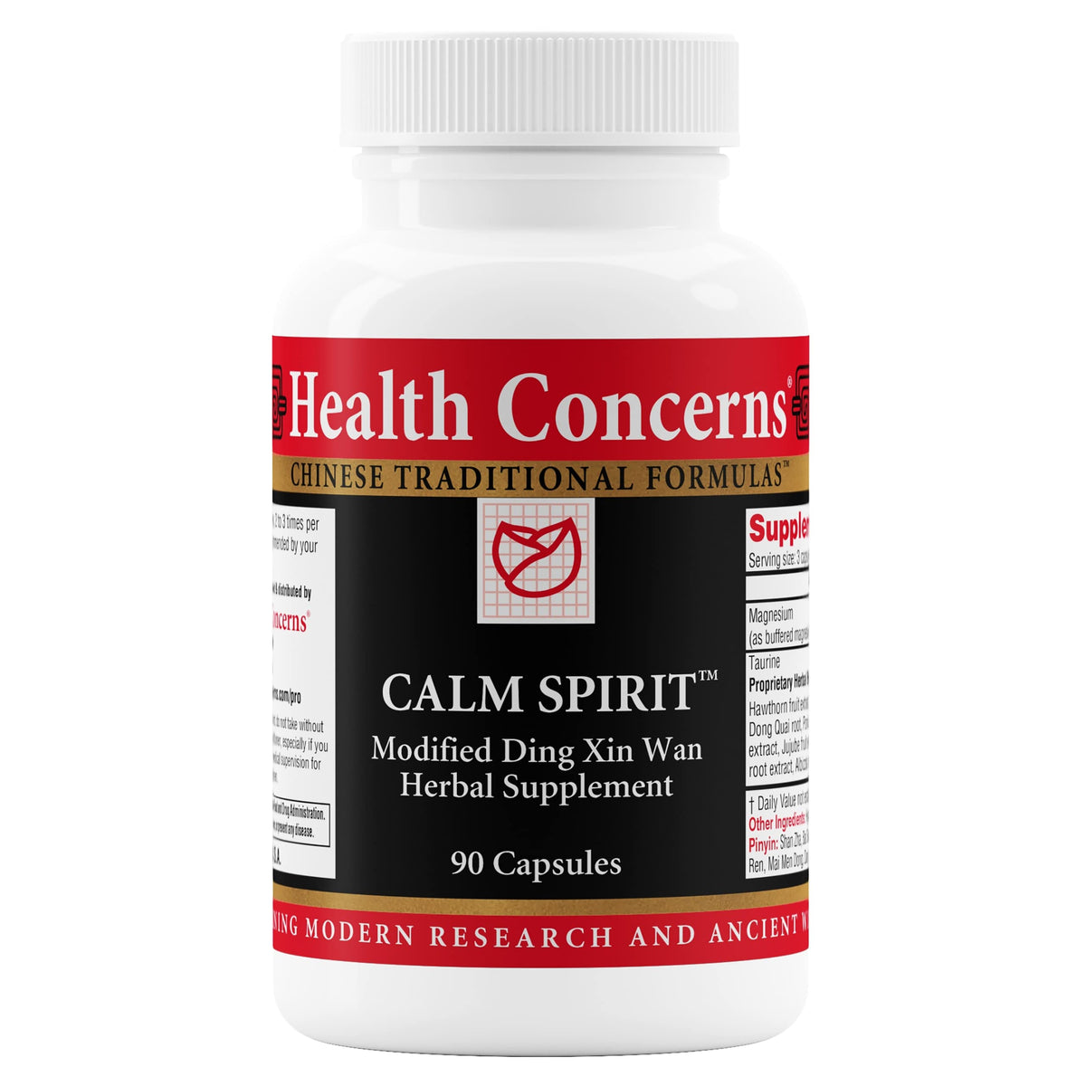 Health Concerns Calm Spirit: vista frontal de la botella para relajación diaria