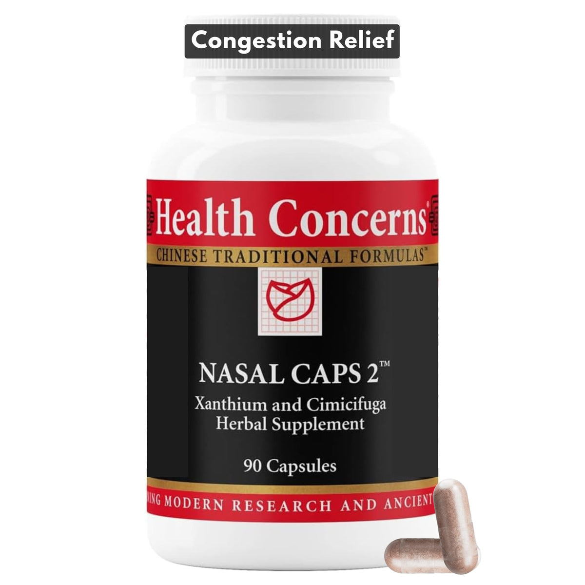 Health Concerns Capsulas nasales en la botella, apoyo al confort nasal y presión facial.