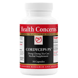 Health Concerns Cordyceps PS, botella de suplemento para apoyo respiratorio diario.