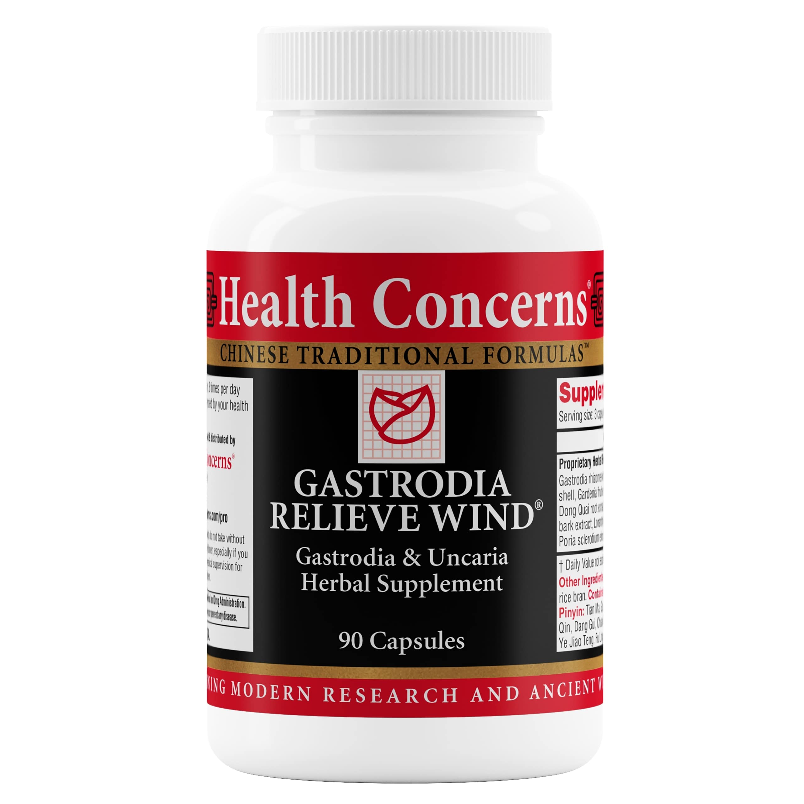 Health Concerns Gastrodia: botella frontal para apoyo diario de bienestar.