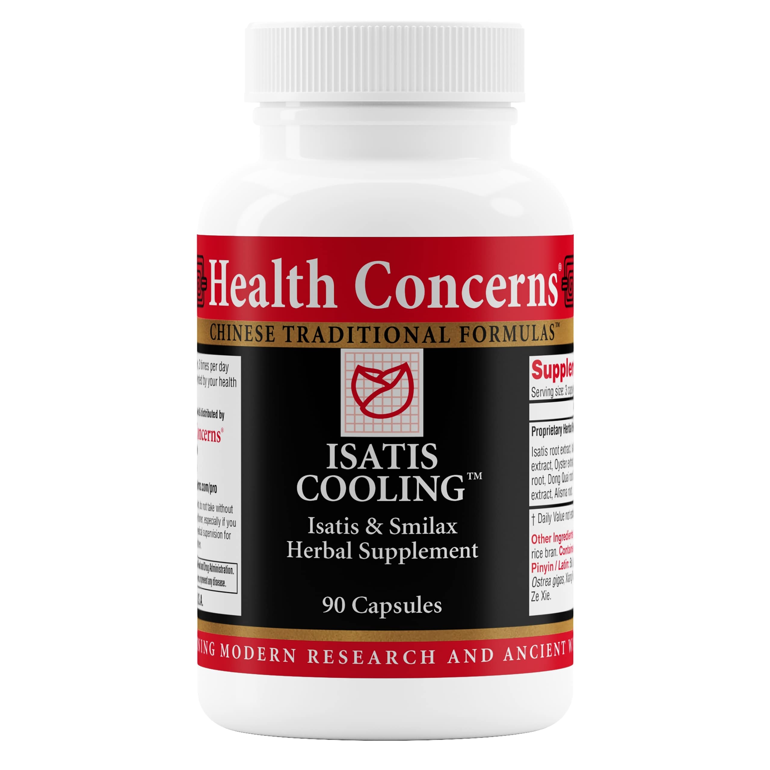 Health Concerns Isatis Cooling — botella frontal, apoyo general para equilibrio y bienestar diario.