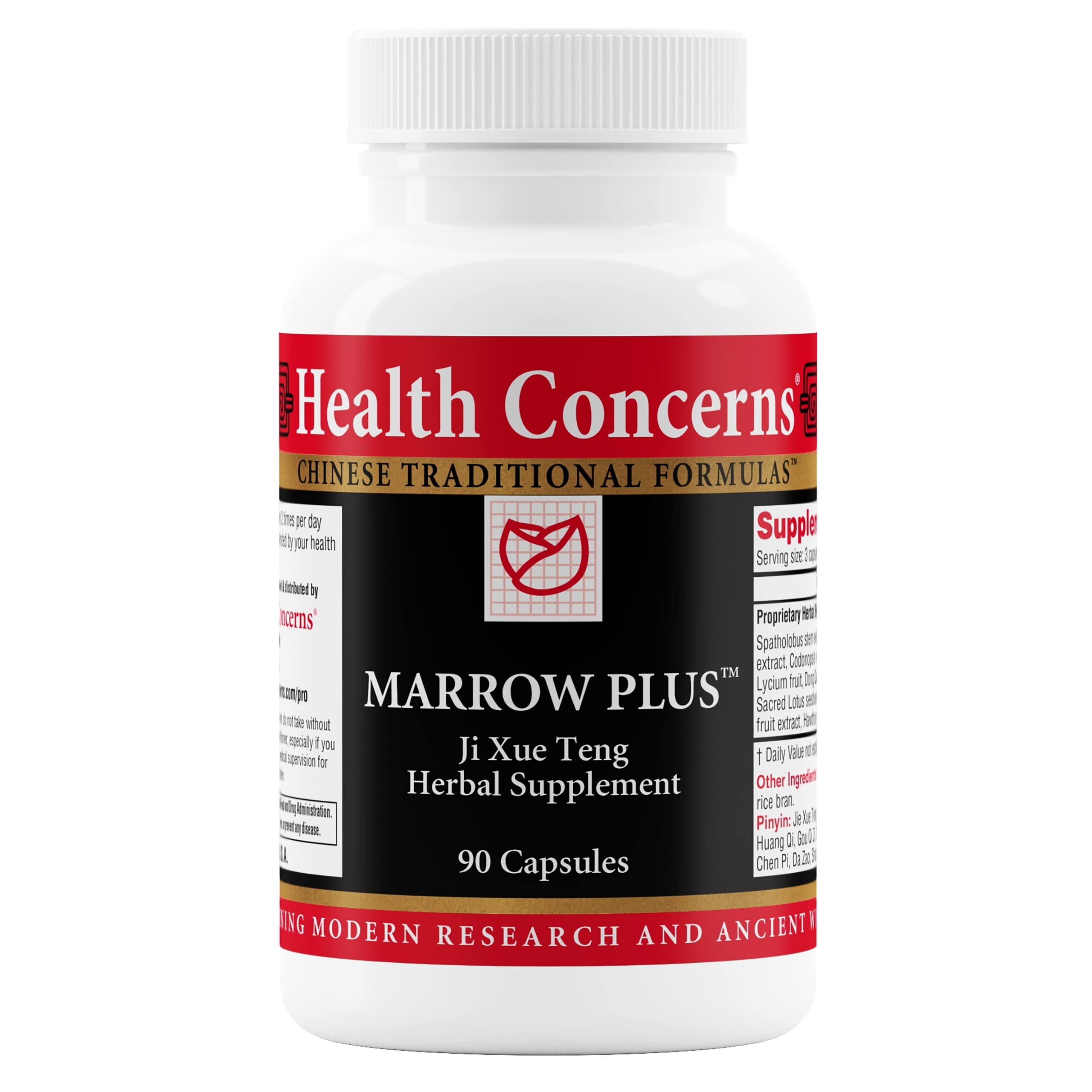 Health Concerns Marrow Plus: botella con cápsulas para apoyo sanguíneo diario.