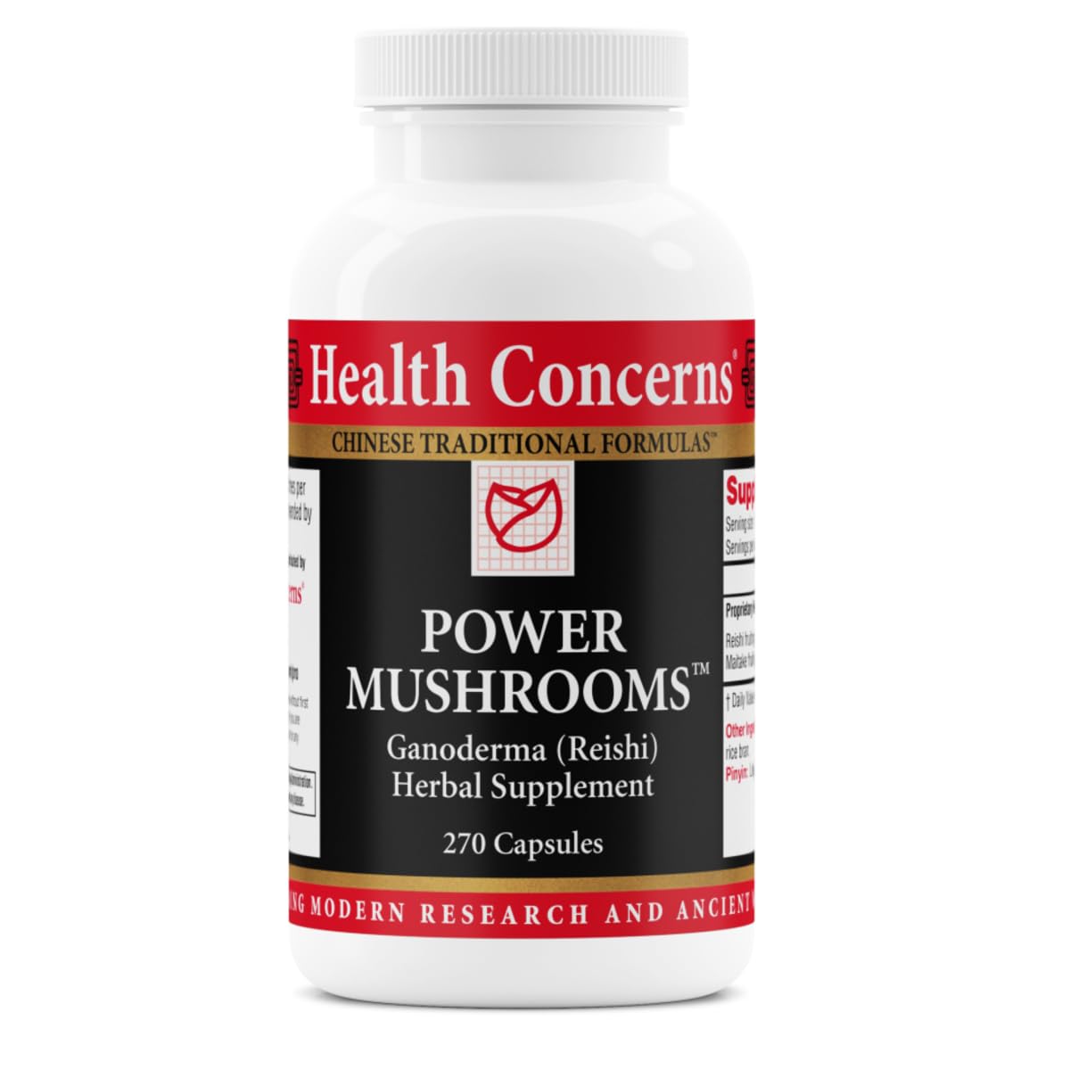 Health Concerns Power Mushrooms, botella, apoyo al sistema inmune de forma natural.
