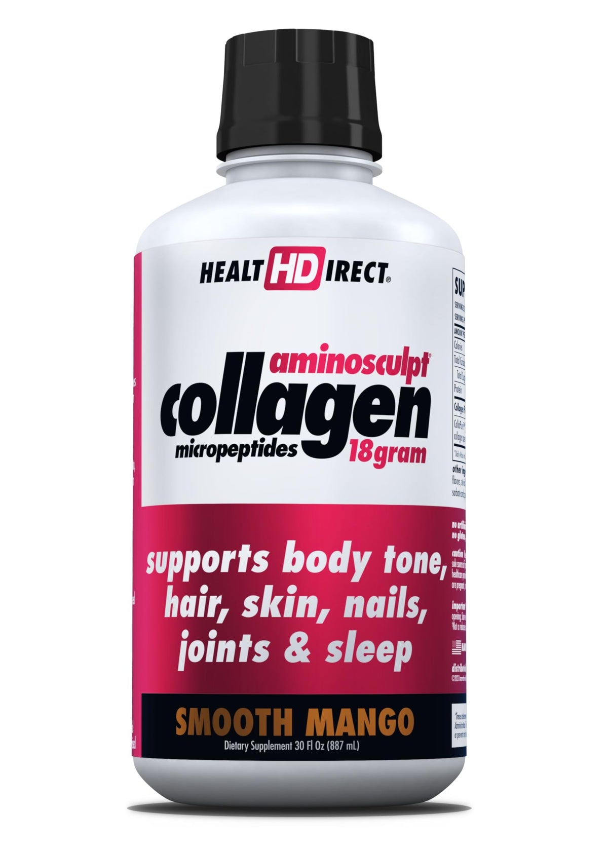 AminoSculpt Health Direct, colágeno líquido sin azúcar, para piel y cabello.
