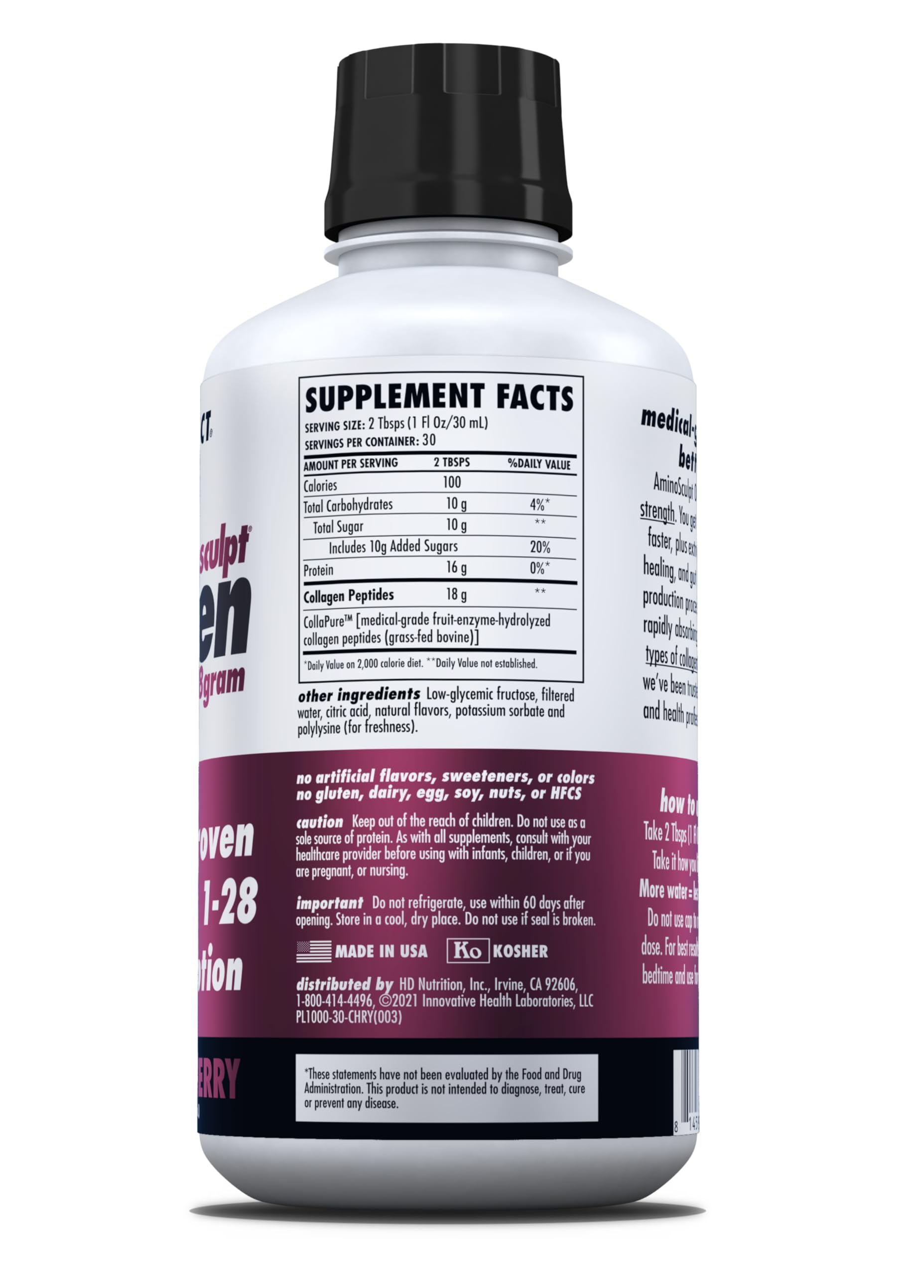 HEALTH DIRECT: ingredientes puros de colágeno, sin gluten ni lácteos.