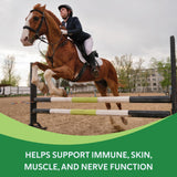 Health-E vitamina E para caballos en entrenamiento, apoyo nutricional diario posible.