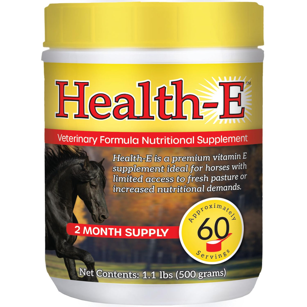 Health-E vitamina E en polvo para caballos, apoyo al sistema inmune.