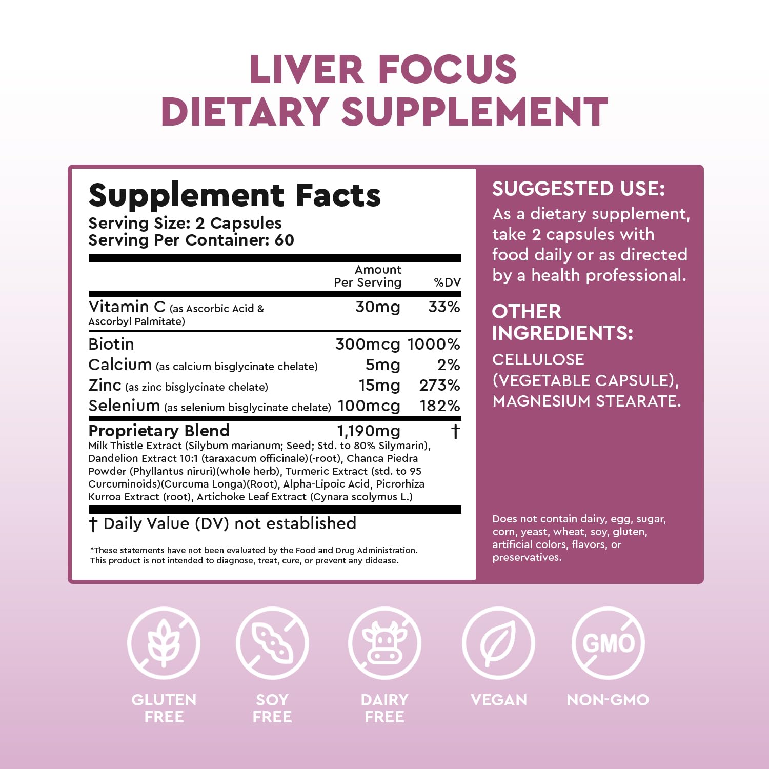 Health Focused JJ Smith Liver Focus cápsulas diarias para función hepática natural